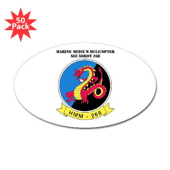 MMHS268 - M01 - 01 - Marine Medium Helicopter Squadron 268 with Text - Sticker (Oval 50 pk)